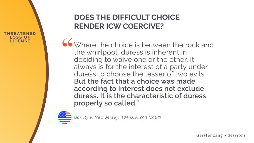 Does the difficult choice render ICW coercive?