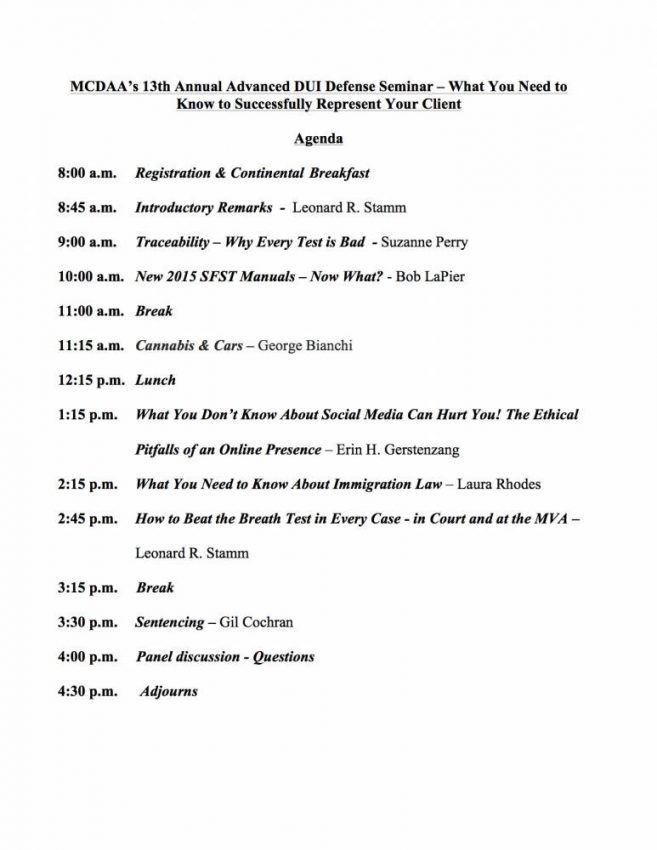 MCDAA 2016 Agenda